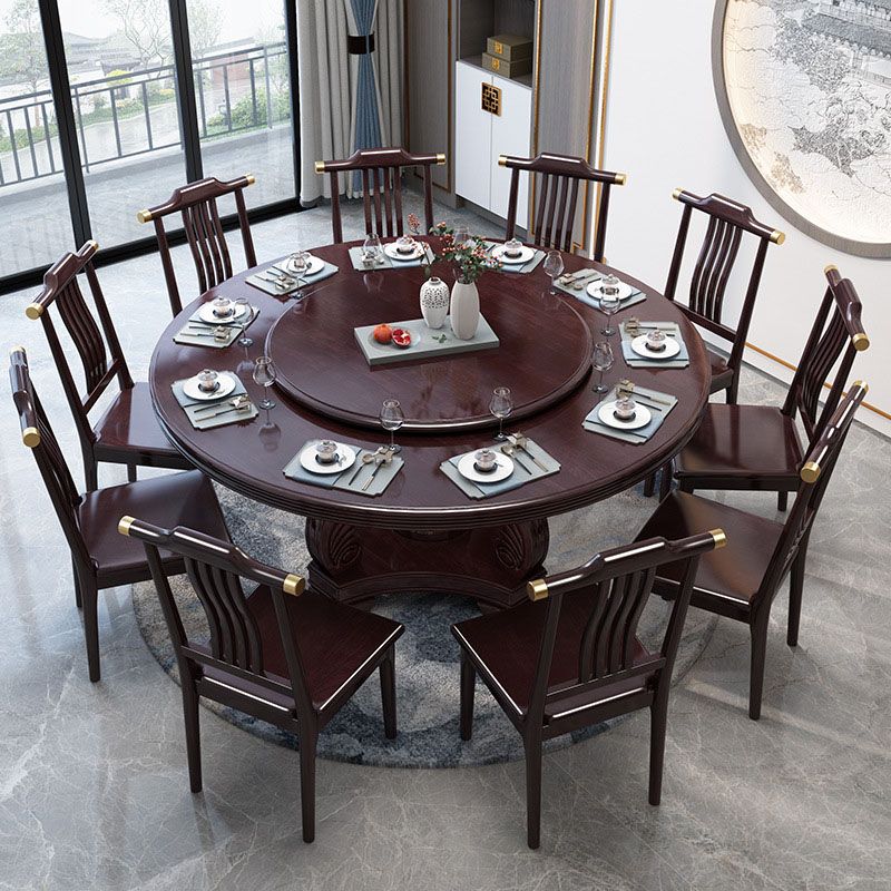 Wood Pedestal Dining Table Turntable Dining Table for Dining Room