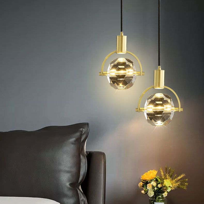 Ball Light Suspension Pendant Modern Simple Crystal Hanging Lights for Bedside