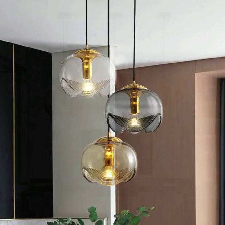 Spherical Shape Hanging Light Modern Style Glass Multi Light Hanging Lamp for Living Room