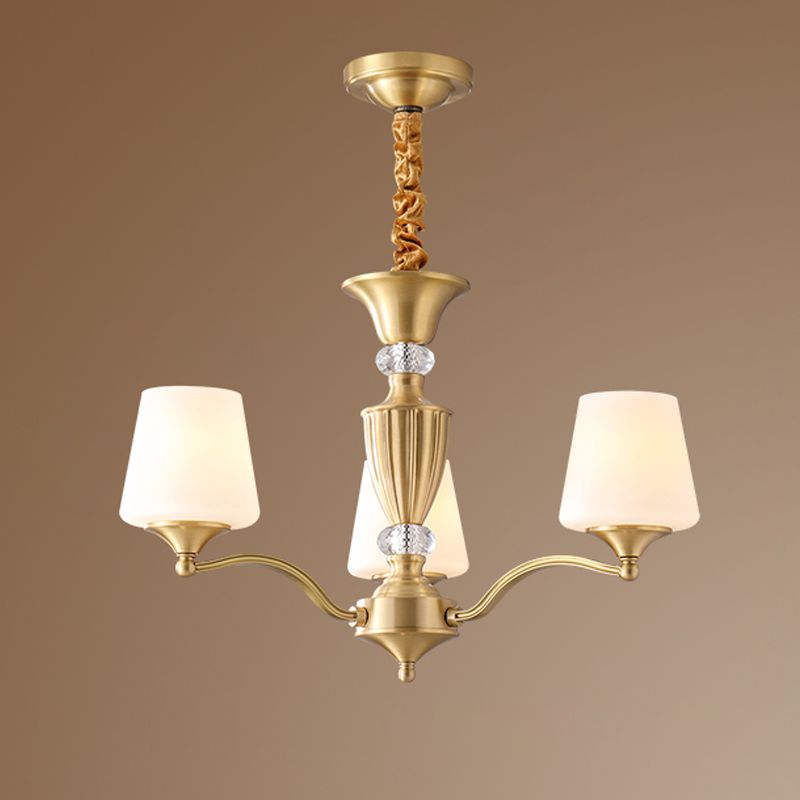 Bell Chandelier Lighting Fixtures Traditional Multi-Head Suspension Light with Clear Crystal