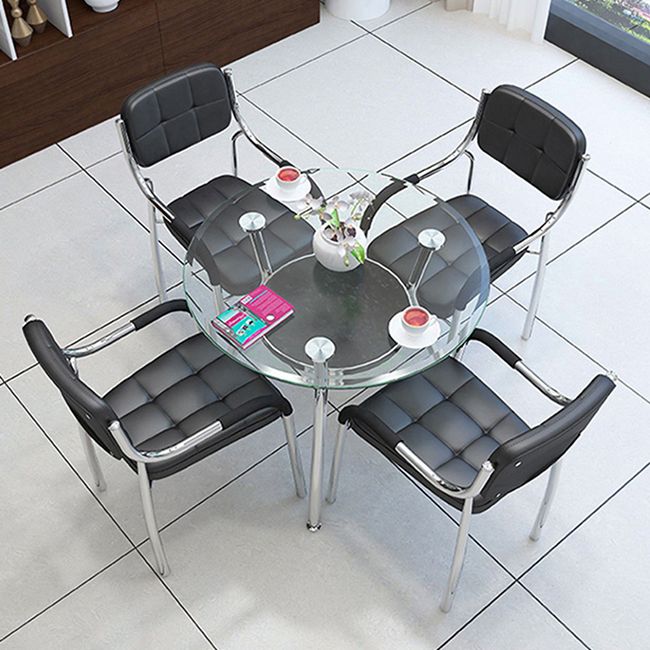 Moderner runder Esszimmertisch Temperierter Glas mit 3 Beinen für Esszimmer