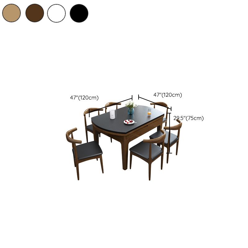 Round Dining Site Table Contemporary Style Stone Furniture with Drop-Leaf