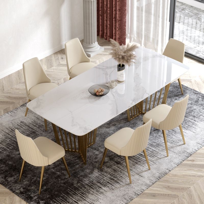 1/4/5/7 Pieces Luxury Dining Set Sintered Stone Dining Furniture with Leather Chairs