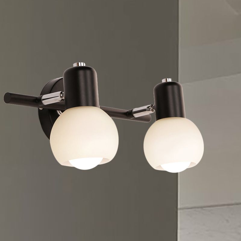 Globe Living Vanity Sconce Light Metal and Milk Glass 2/3 Lights Contemporary Wall Lightture en noir