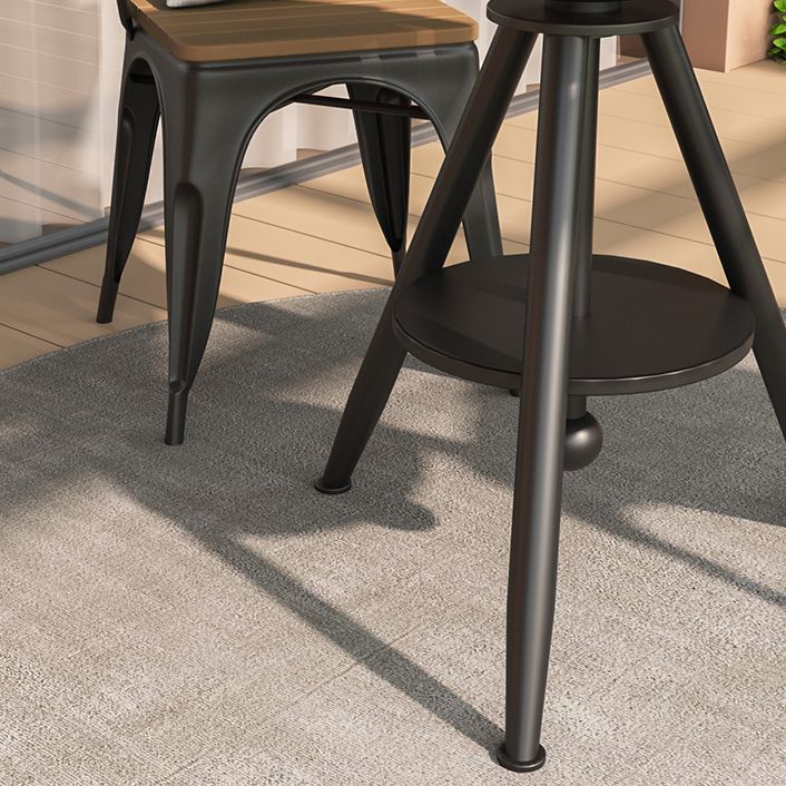 Modern Round Dining Table Metal Pedestal Casual Adjustable Height Dining Table