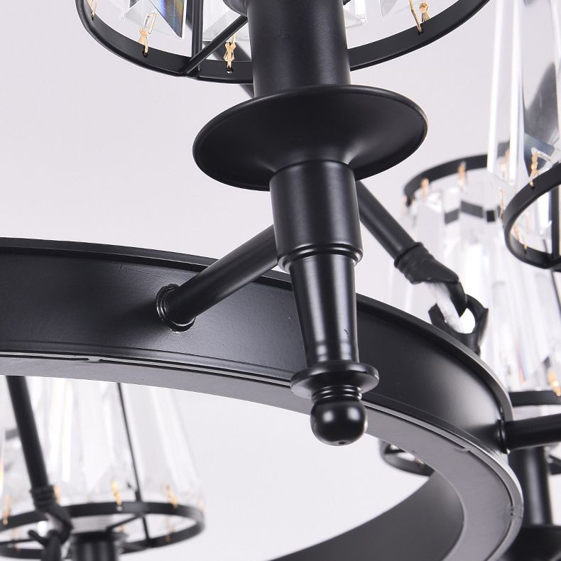 Conical Clear Crystal Pendant Chandelier Rustic Multi Lights Suspension Pendant Light