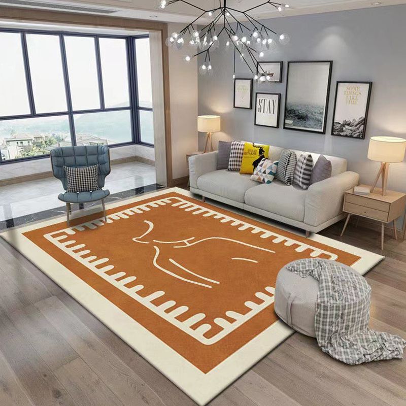 Contemporary Indoor Rug Simple Abstract Pattern Polyester Stain Resistant Area Rug for Living Room