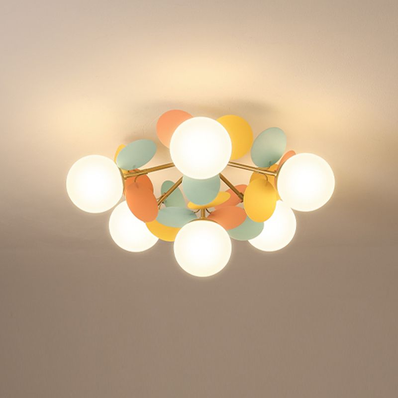 Macaron Style Sputnik Shape Flush Mount Glass Ceiling Light for Bedroom
