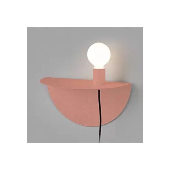 Open Bulb Kids Bedroom Wall Light with Half-Circle Metal 1 Light Nordic Style Sconce Light