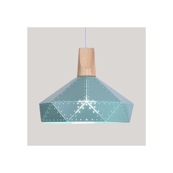Restaurante en forma de diamante de techo de diamante de metal y madera de madera de color azul/verde/rosa/amarillo iluminación colgante