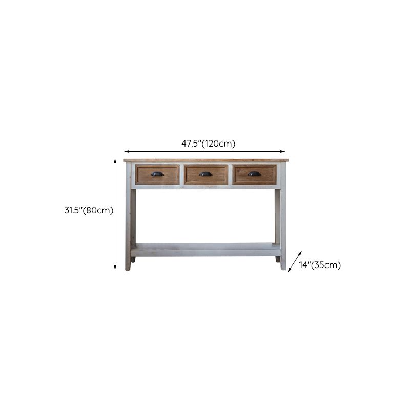 Rectangular Wood Cabinet Industrial Accent Chest in Distressed White