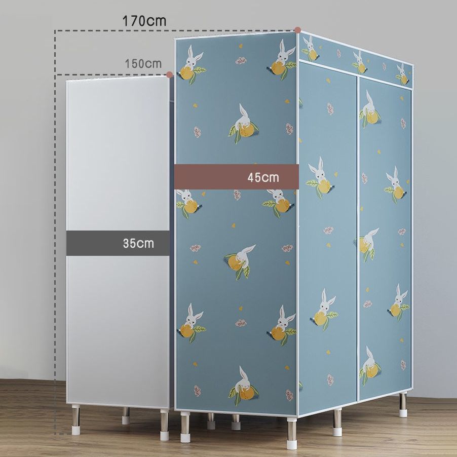 Contemporary Wardrobe Metal 1-Door Wardrobe Closet with Cloth Rod