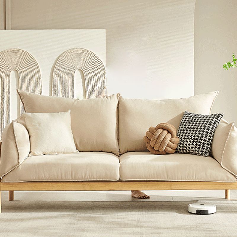 Stationary Cotton 2-seater Living Room Square Arm Cushions Sofa