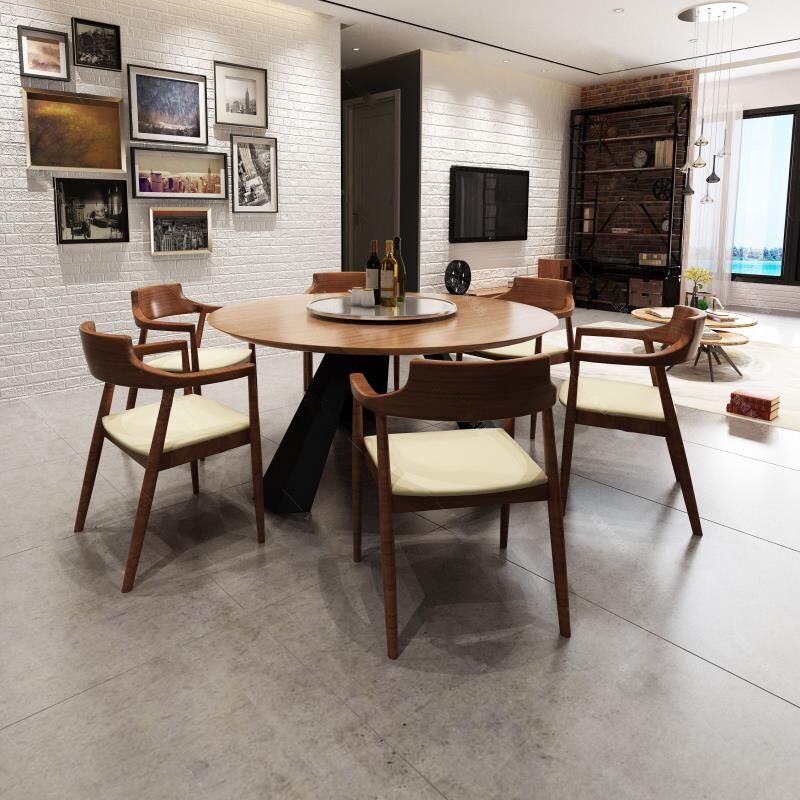 Solid Wood Dining Table Contemporary Dining Site Table with Tripod Base