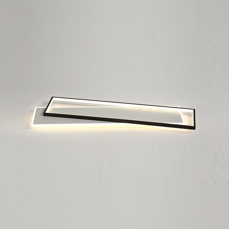 Metal Rectangular Close to Ceiling Lighting Modern LED Black Ceiling Light