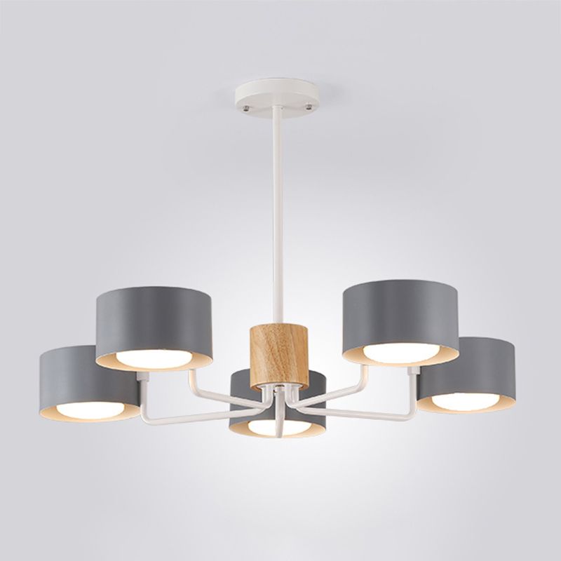 Cylindrical Shape Chandelier Nordic Modern Multi Light Pendant Light for Living Room
