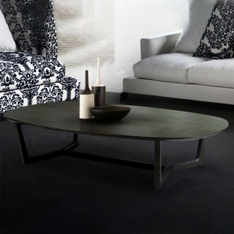 Contemporary Trestle Coffee Table Solid Wood Coffee Cocktail Table