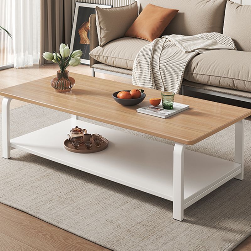 4 Legs Rectangular Coffee Table Contemporary Shelf Included Cocktail Table