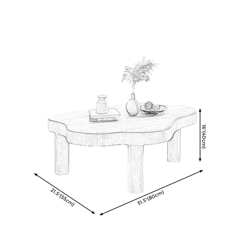Modern Style 3 Legs Cocktail Table Solid Wood Free Shape Coffee Table
