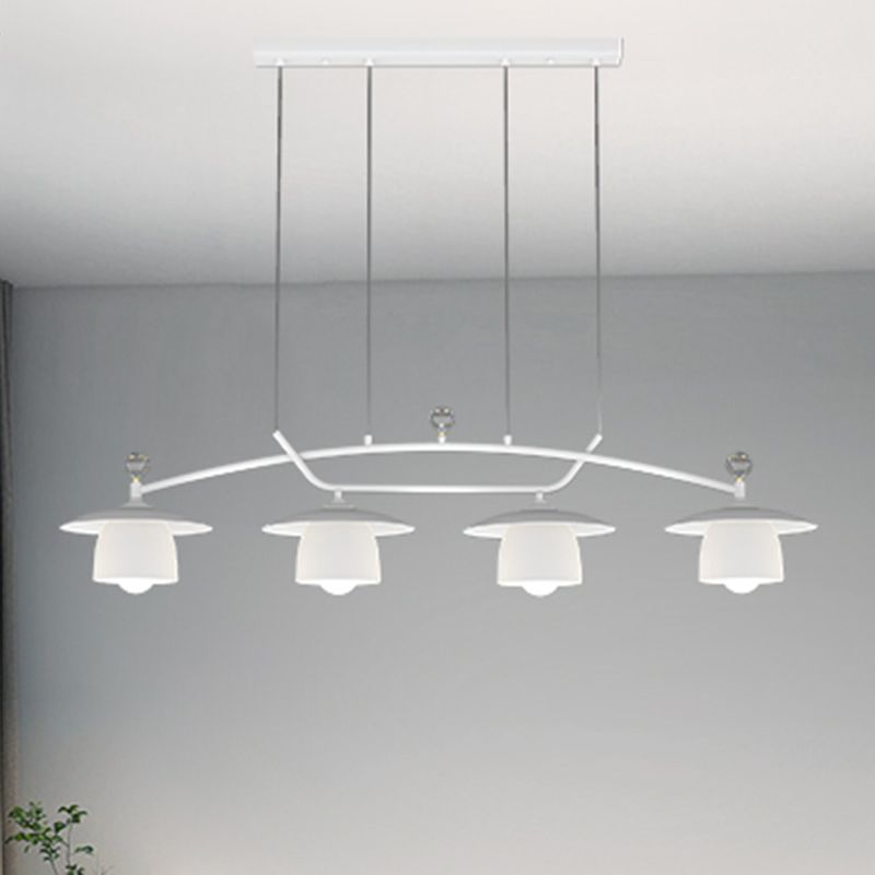 Modern Metal Pendant Light Dome Shape Island Light with Glass Shade for Living Room