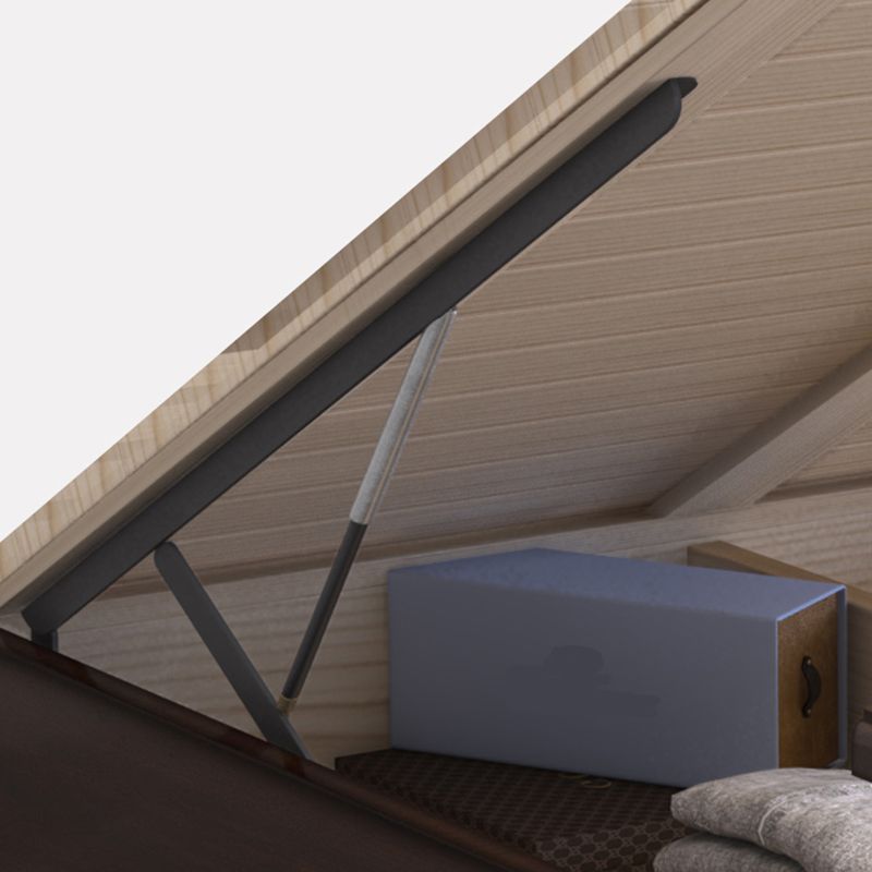 Mid-Century Modern Standard Bed Solid Wood Panel Bed with Upholstered Headboard