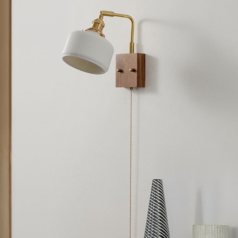 Ponderie murale en verre en métal en bois 1 luminaire à la tête murale pour le salon de la salle d'étude