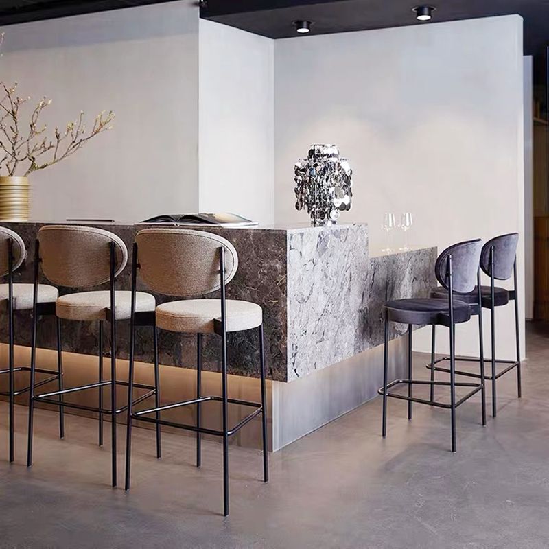 Low Back Upholstered Bar Stool Industrial Armless Barstool with Metal Legs