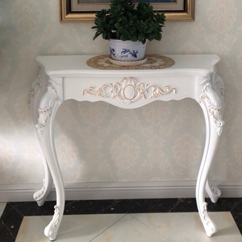 Free Form Shape Contemporary Console Table Wood Console Sofa Table in White