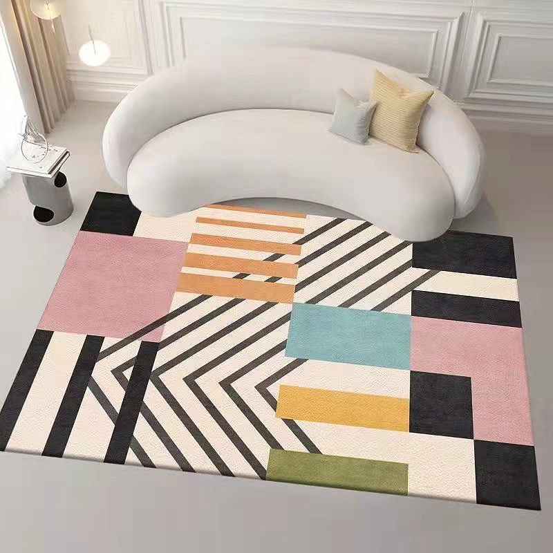 Geometric Indoor Rug Modern Khaki Tone Area Rug Washable Polyester Carpet for Living Room