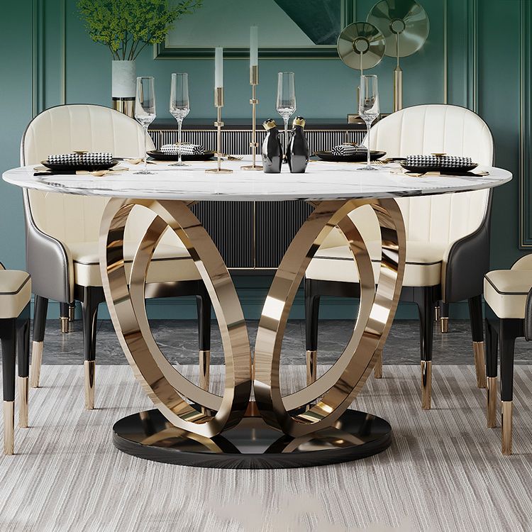 Mesa de comedor de pedestal redondo mesa de mármol de lujo tradicional para el hogar