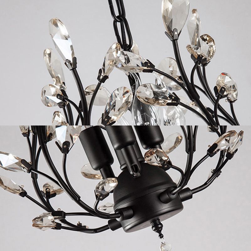 3-Lights American Style Crystal Kronleuchter 33 "breite Zweige geformte Beleuchtungsstoffe für Schlafzimmer Esszimmer