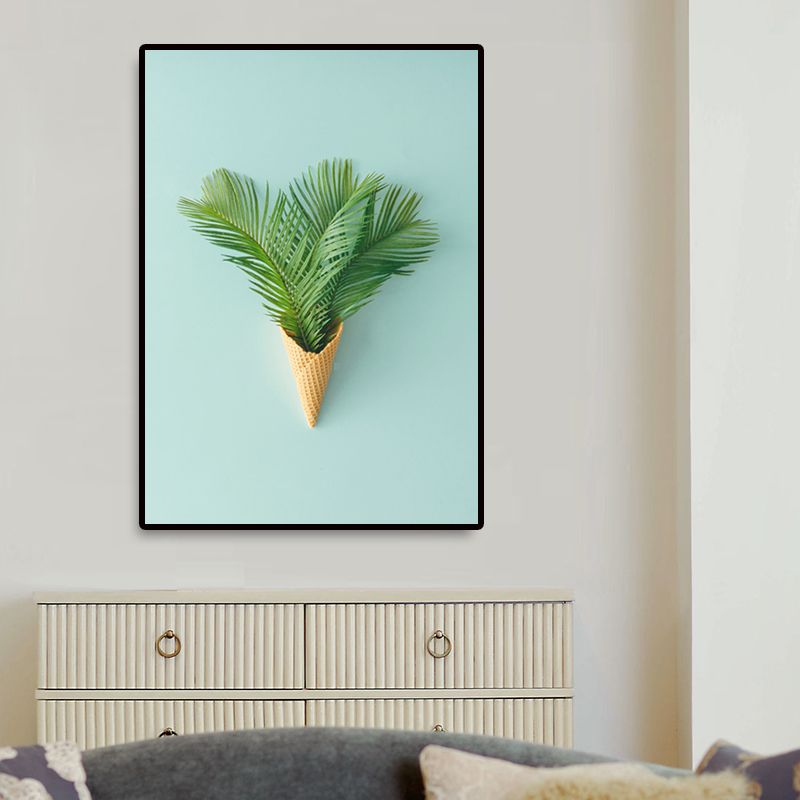 Impression d'art de bouquet de plantes, décoration murale nordique sur toile de couleur pastel, surface texturée