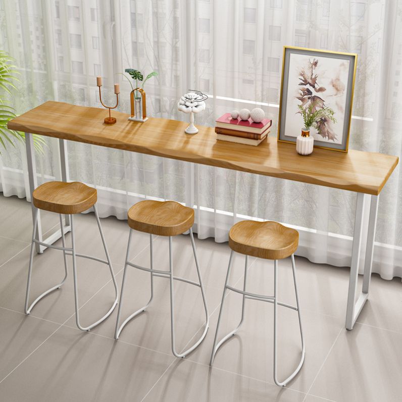 Modern Rectangle Solid Wood Bar Table Set 1/4 Pieces Counter Table with Backless Stools