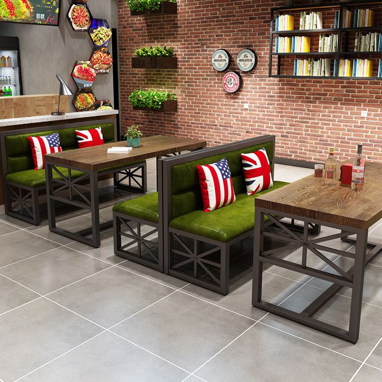 Industrial Solid Wood Dining Table Brown Rectangle Table with Black Frame for Dinning Room