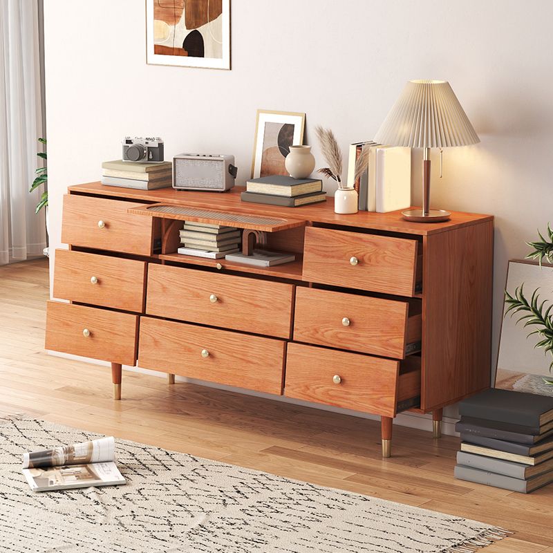 Mid-Century Rectangle Accent Cabinet Solid Wood Storage Cabinet