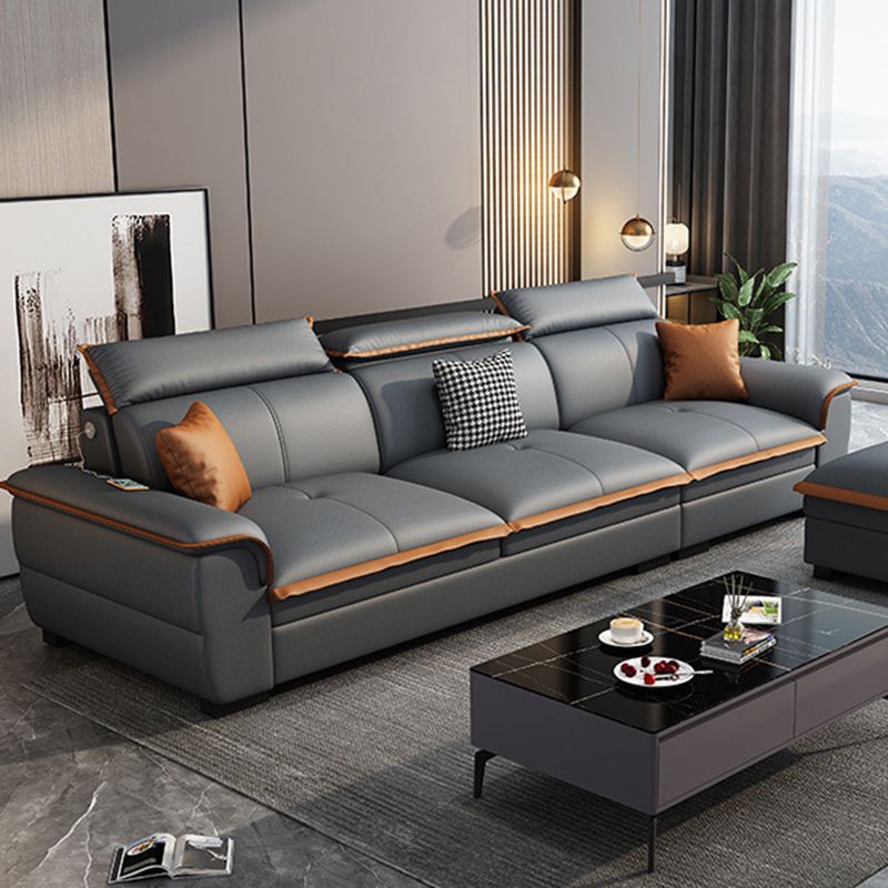 Grey Pillowed Back Cushions Furniture Sectionals with Pillows