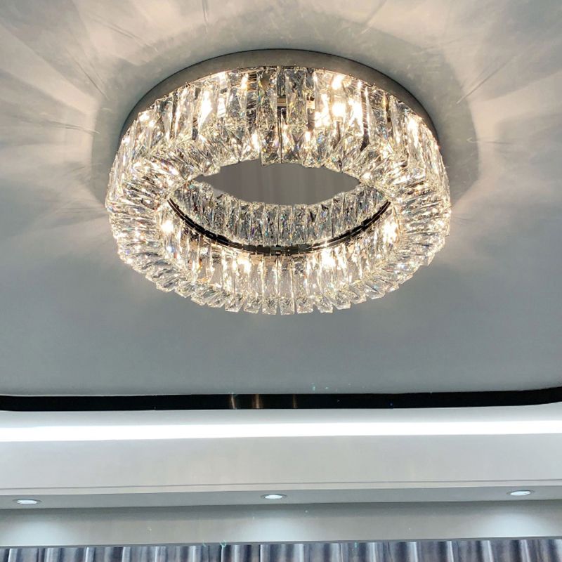 Beveled Cut Crystal Ring Flush Light Halterung Einfache Style Flush Mount Ceiling Light für Schlafzimmer