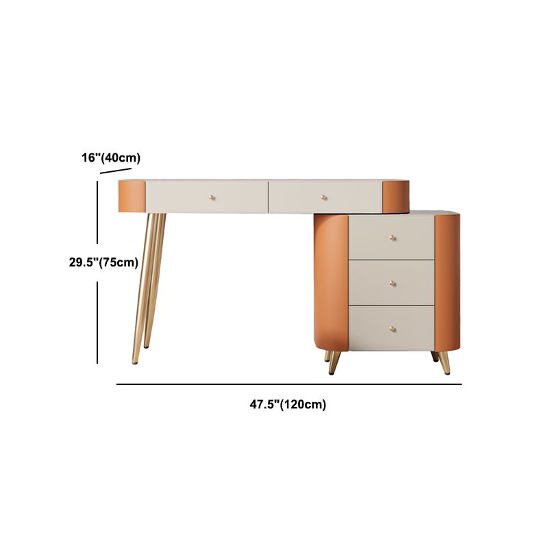 Glam Make-up Vanity with Drawers, Faux Leather Dressing Table