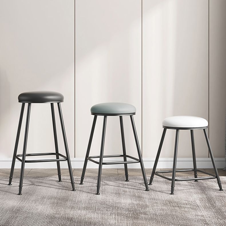 Scandinavian Backless Footrest Barstool Matte Finish Upholstered Home Stool