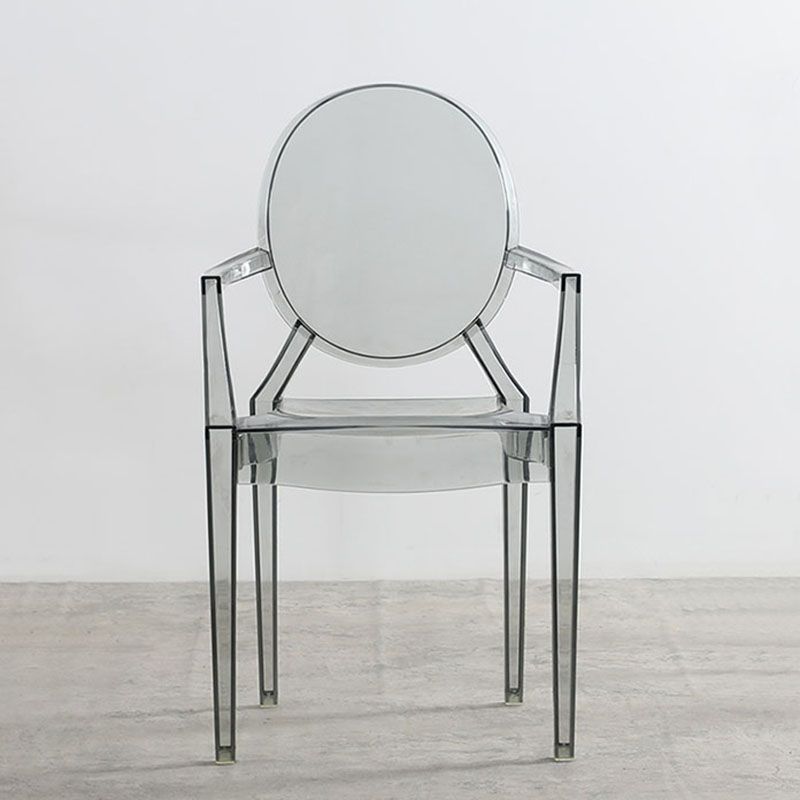 Silla lateral plástica apilable de comedor con parte posterior abierta del brazo de diseño nórdico