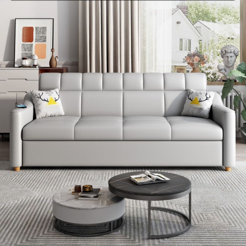 Contemporary Sofa Bed Gray with Storage Cushion Back Upholstered Futon Sleeper Sofa