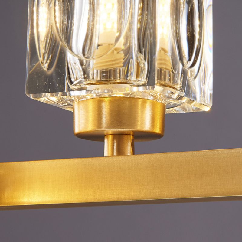 Contemporary Golden Kitchen Island Lighting 7/9/11/13/15-Light Crystal Ceiling Light
