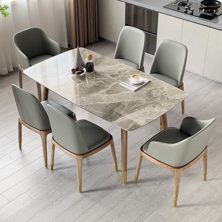 Mesa de comedor de piedra rectangular mesa de comedor de lujo tradicional con patas de madera