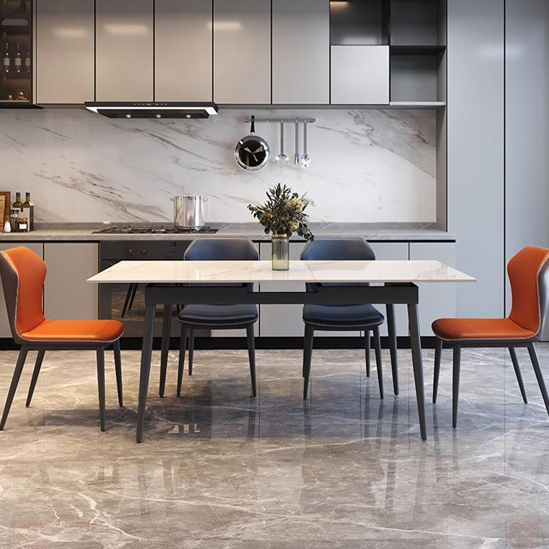 Rectangular Sintered Stone Dining Table Modern Extendable Table with 4 Legs