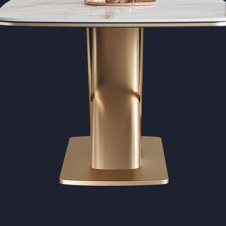 Dining Room Set Modern Sintered Stone Table with Gold Metal Base Rectangle Dining Set for Restaurant