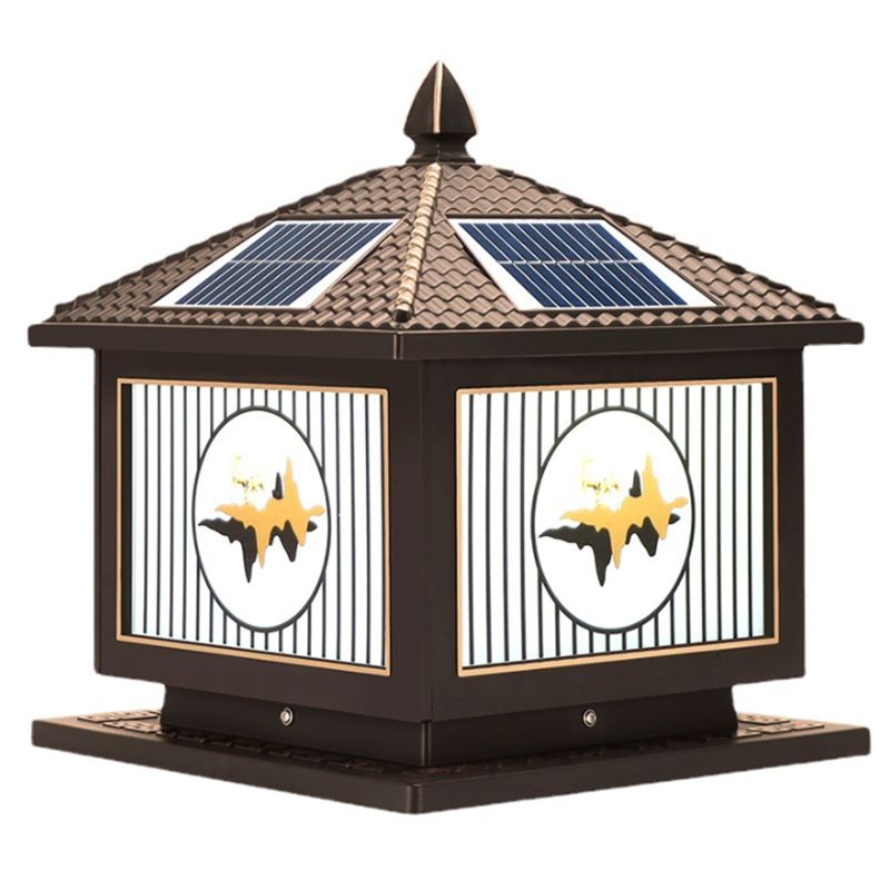 Modern Metallic Pillar Light Creative LED Solar Lighting Fixture for Garden