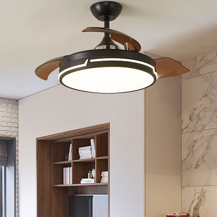 Round Shape Ceiling Fan Lighting Kids Style Metal 1 Light Ceiling Fan Lamp for Living Room