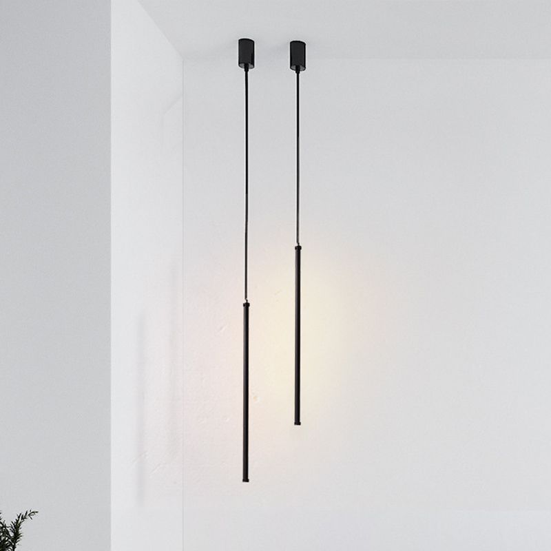 Ligne de LED de style simple moderne suspension 1 lumière suspendue plafonnier en noir pour l'hôtel