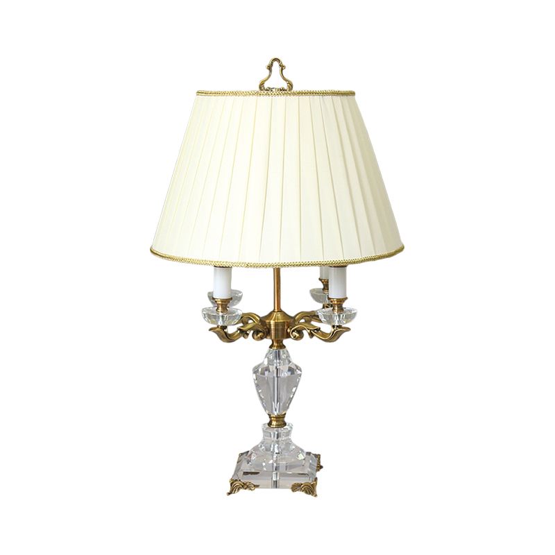 Minimalistische 4-head nachtkastje lamp Beige vat nachttafelverlichting met helder K9-kristal