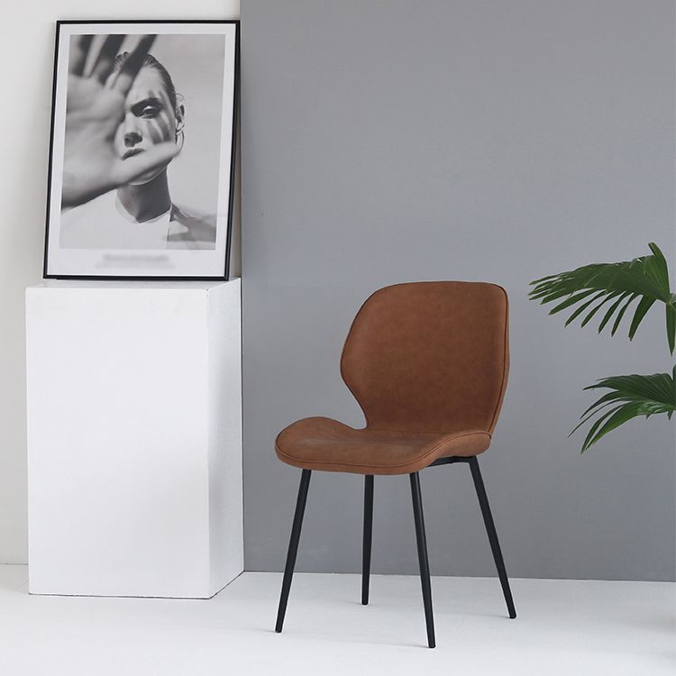 Silla de comedor de cocina de estilo moderno, sillas laterales sin brazos con respaldo de alas, de metal